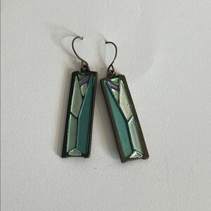 Elegant Mosaic Earrings stain glass look dangle